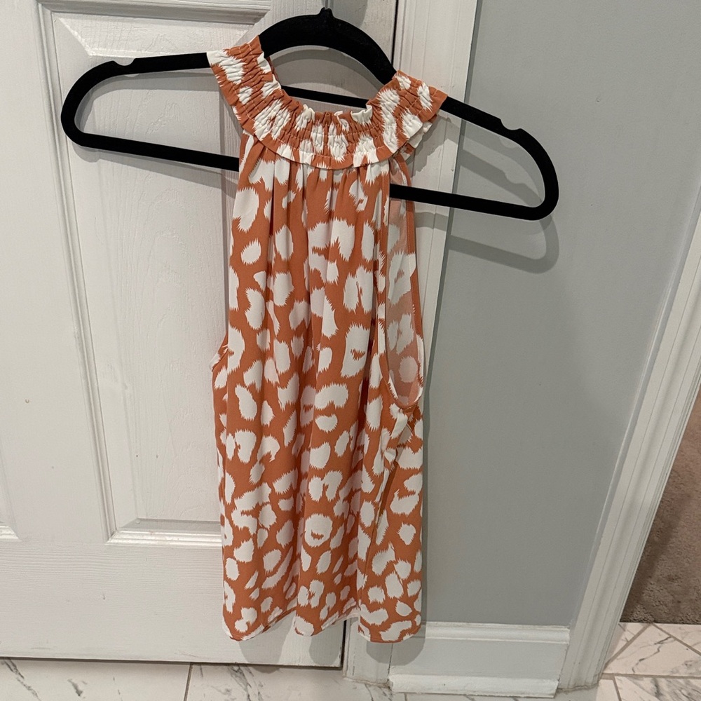 Entro Orange and White Halter Top